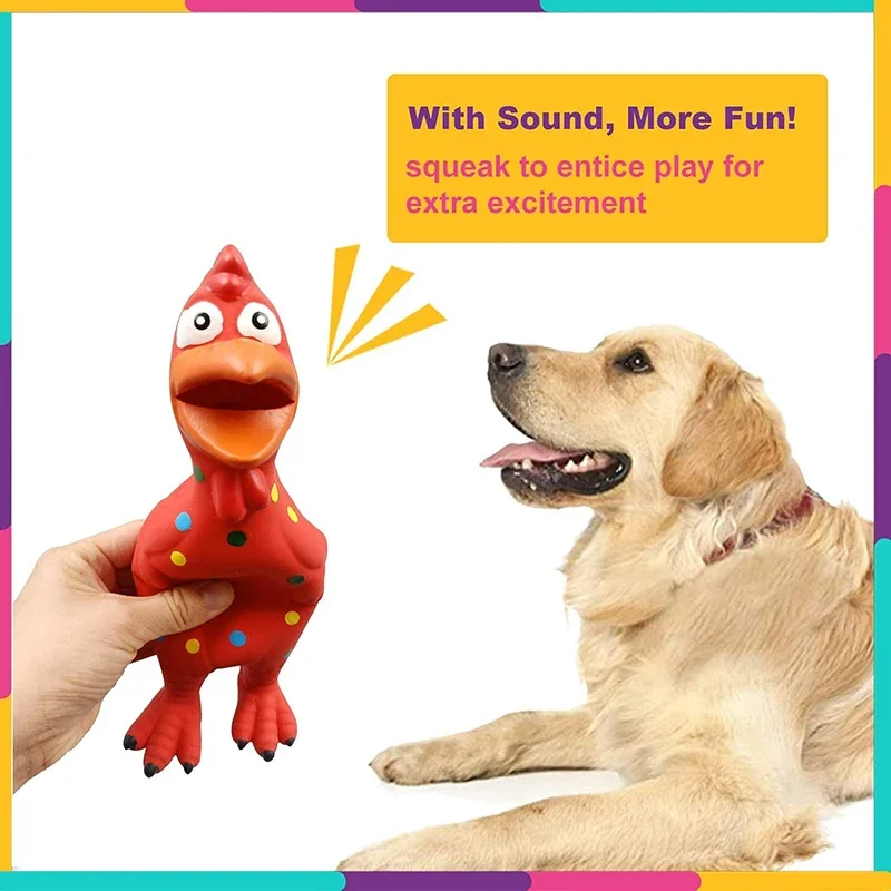 Squeaky Puppy Toys Latex Dots Squeaky Chicken Puppy Toys Safe Dog Chew Toys Small and Medium Dog Squeaky Rubber Chicken Toys