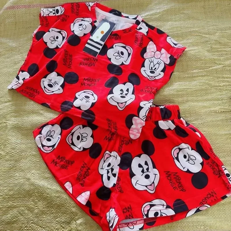 Disney-mickey mouse t-shirt e shorts de manga curta para meninos e meninas, minnie, desenhos animados bonitos, novo, verão