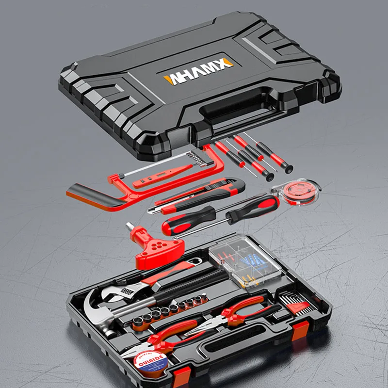 Complete Toolkit Schokbestendige Gereedschapskist Metalen Kit Set Schroef Onderhoud Hardware Tang Gereedschapstas Plastic Timmergereedschap Verpakking