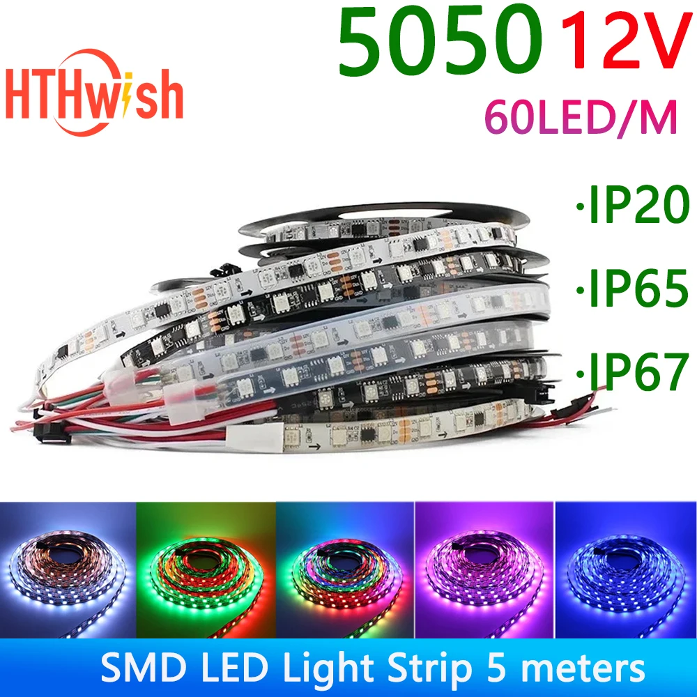 

5M WS2811 RGB LED Light Strip DC12V 5050 Led Strip Light 60leds/M IP20 IP65 IP67 Lamp Strip Flexible And Cuttable Soft Lamp Bar