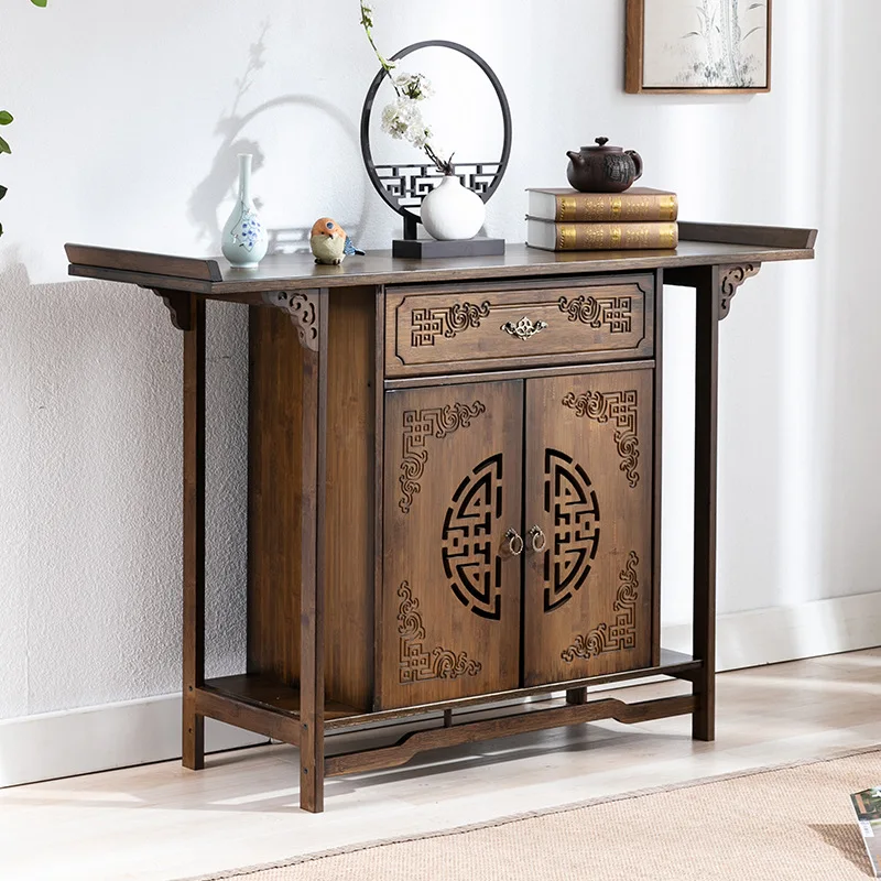 

Chinese Stijl Veranda Tafel, Bamboe Eerbetoon Tafel, Met Lade Veranda Kast, Meubels Woonkamer