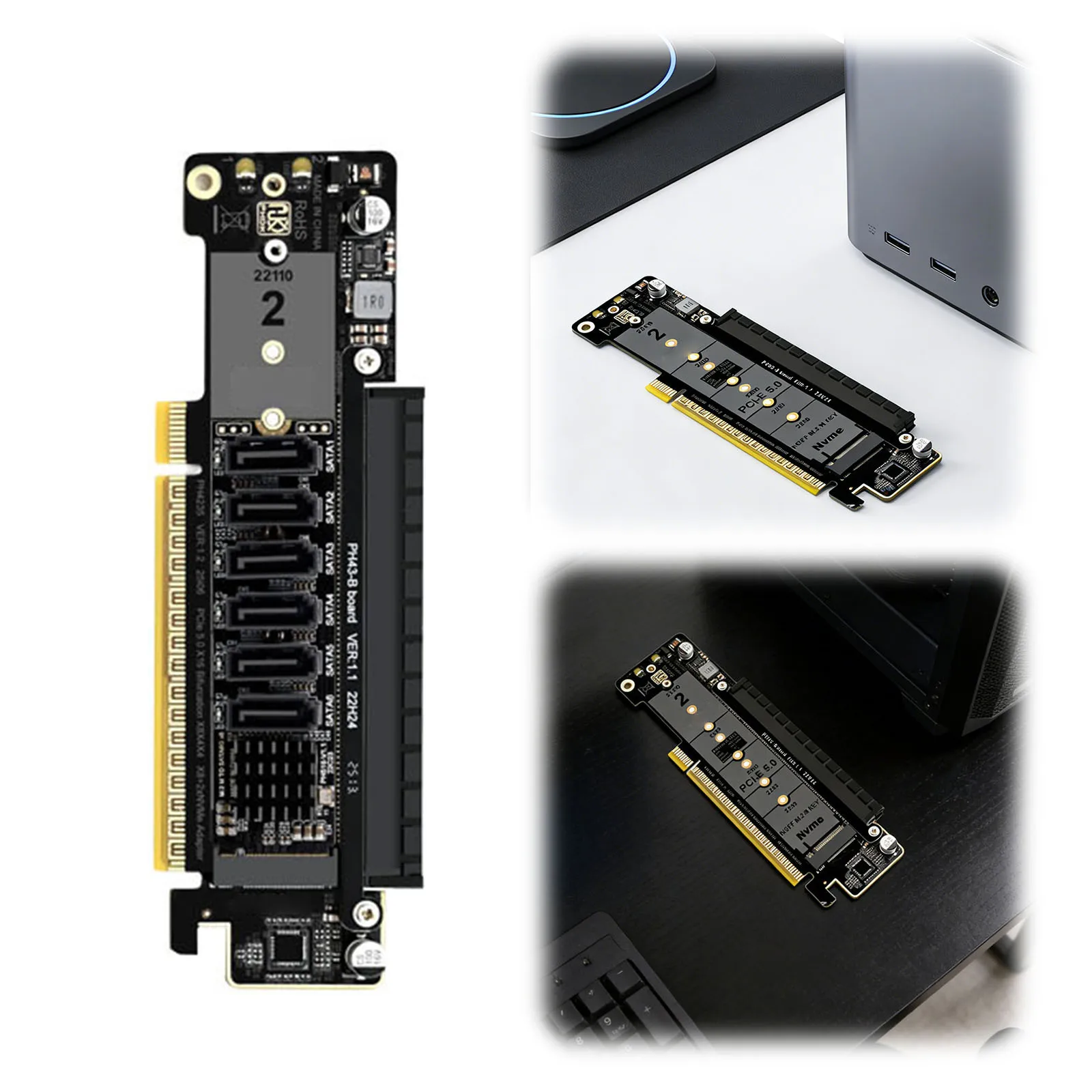 

PCIe5.0 Expansion Card Adapter M.2 NVMe Port Expansion Card Converter Compatible for Windows and Linux