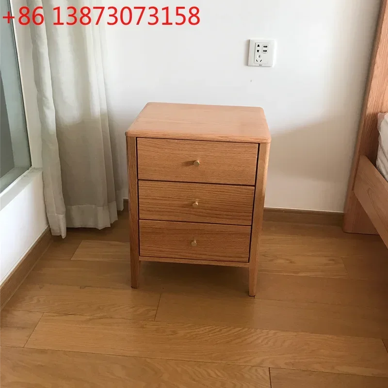 All solid wood bedside table Nordic simple red oak complete American Japanese storage mini side three pumping cabinet