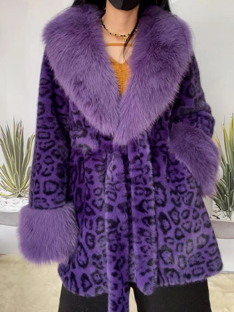 Роскошный бренд, высококачественная шуба, зимняя теплая женская куртка из искусственного меха, большой меховой воротник, пояс, дизайнерская одежда, топ с длинными рукавами