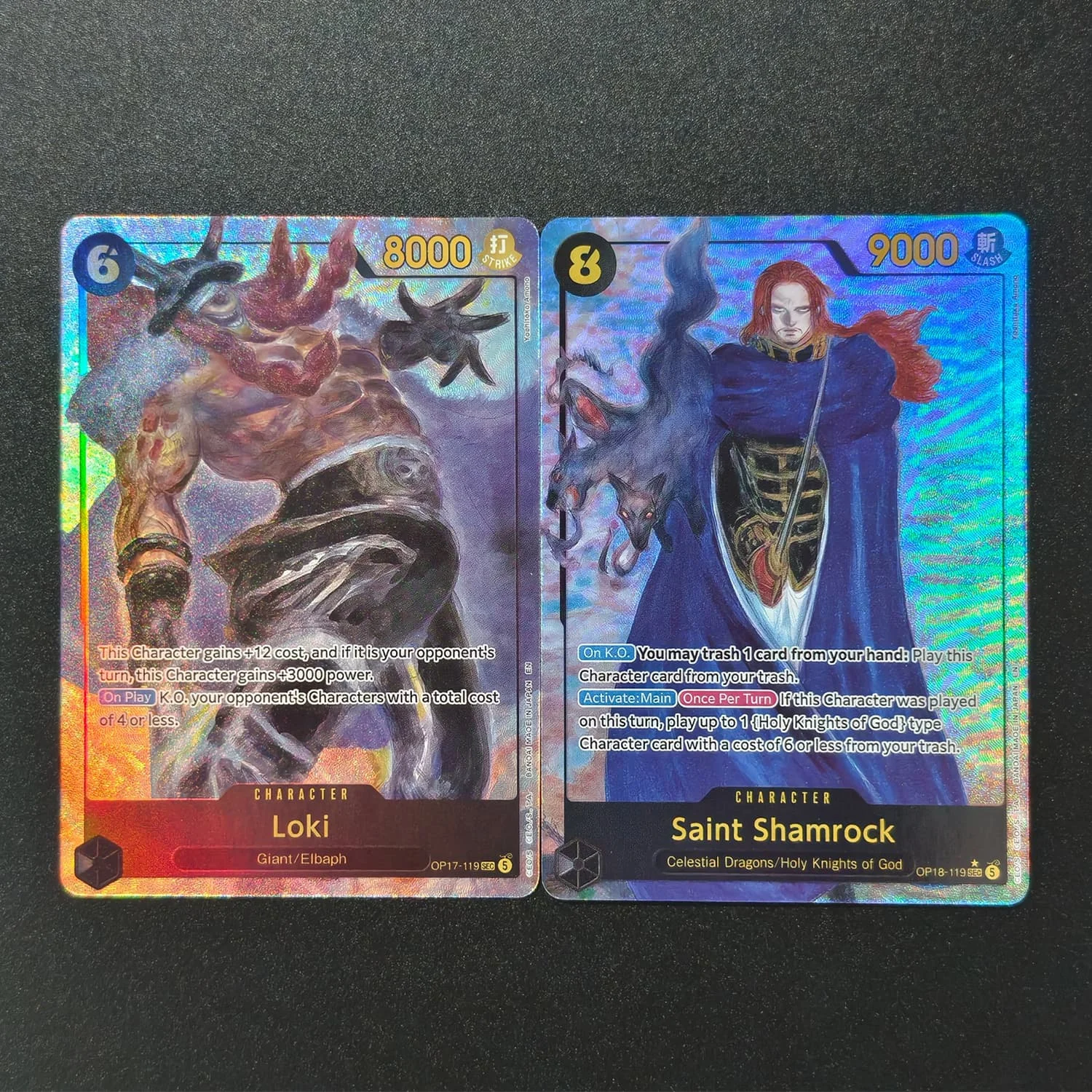 Self Made Proxy OPCG English OP18 OP18-119 Saint Shamrock OP17-119 Loki Game Collection Card Toy