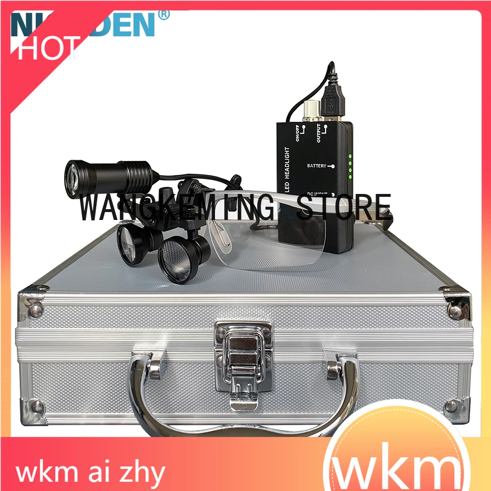 

Binocular den tal Loupe 2.5X3.5X Magnification With 5w Headlight LED Headlamp Spotlight Rechargeable Lithium Battery