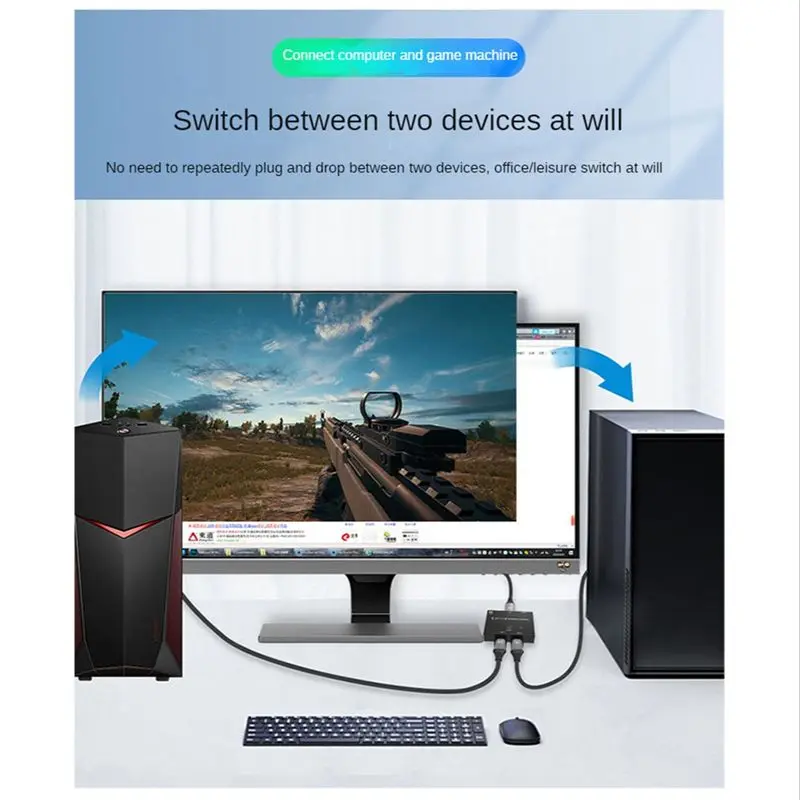 DisplayPort Switch Ultra HD 8K Bi-Directional DP 1.4 Switcher Splitter 2 in 1 Out 1 in 2 Out Supports 4K@120Hz 8K@60Hz