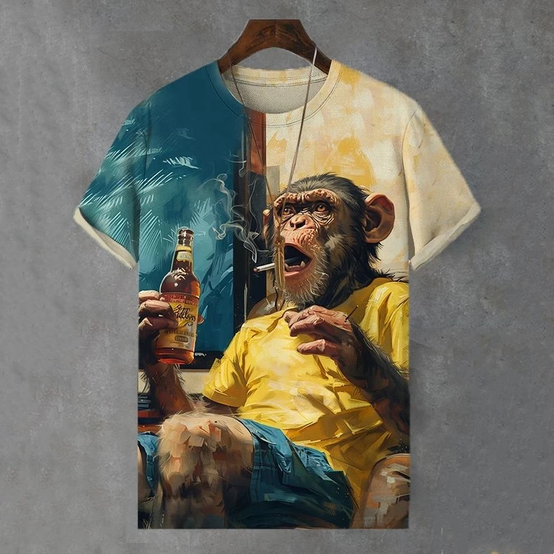 

Anime Monkey Short Sleeve Tee Tops Gorilla 3d Print T-Shirts For Men Quick Dry Sports Casual Loose Oversized Tshirt Men Clothing