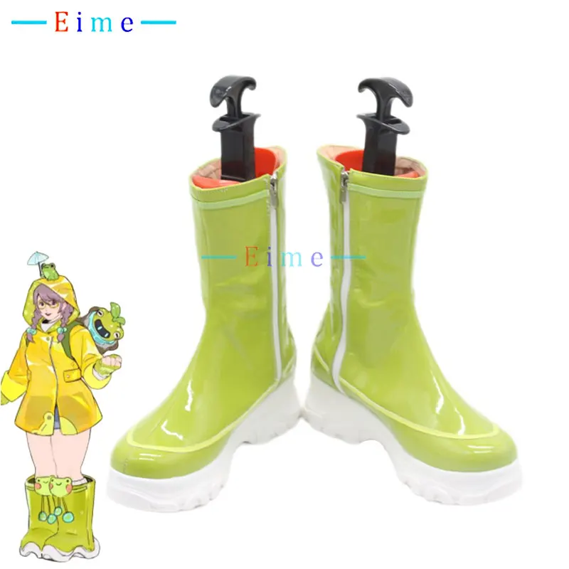 Game OW Meiling Zhou Cosplay Shoes Mei Raincoat Cosplay PU Leather Shoes Halloween Carnival Boots Custom Made