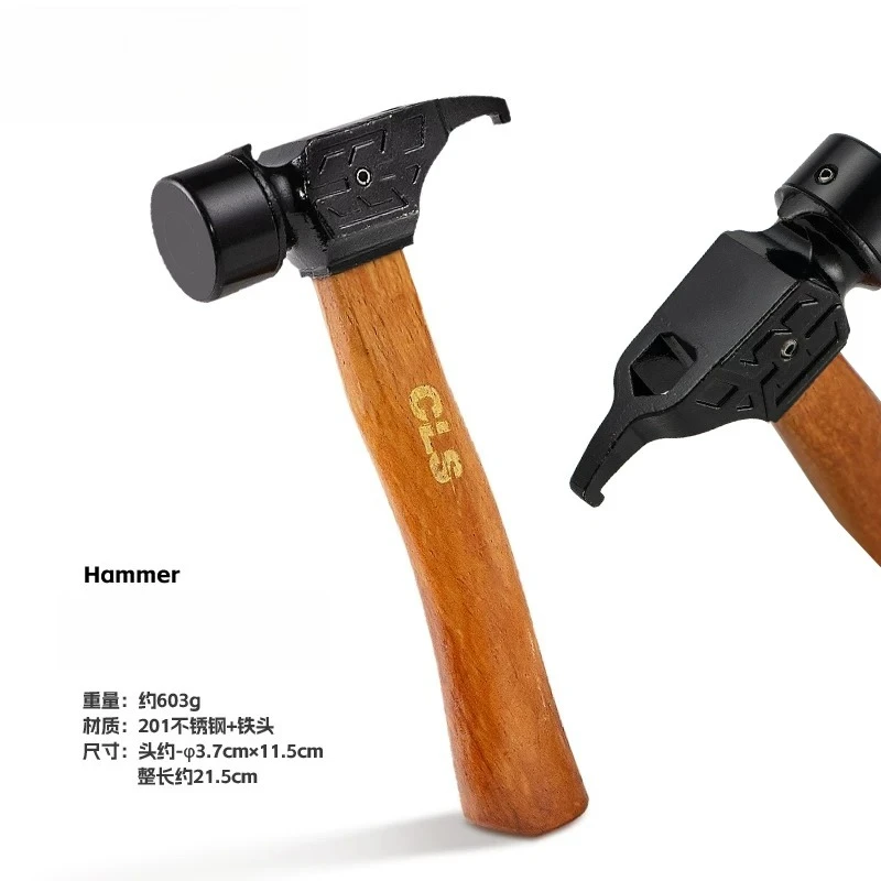 NEW Outdoor Solid Wood Iron Head Hammer Multifunctional Canopy Tent Ground Nail Hammer Camping EDC Tool view 2