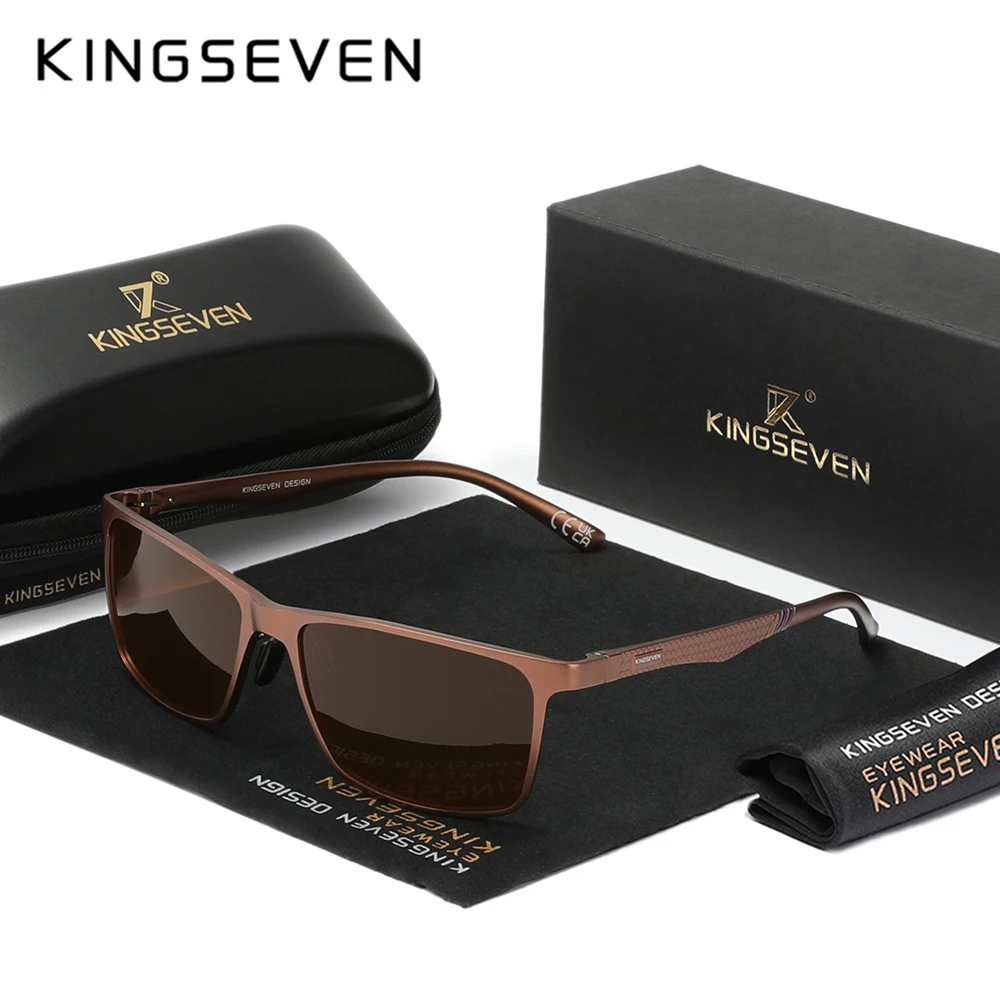KINGSEVEN rectangle Aluminum Sunglasses Men/Women Polarized  High Quality Anti-Glare Mirror Lens Mirror Sun Glasses Eyewear