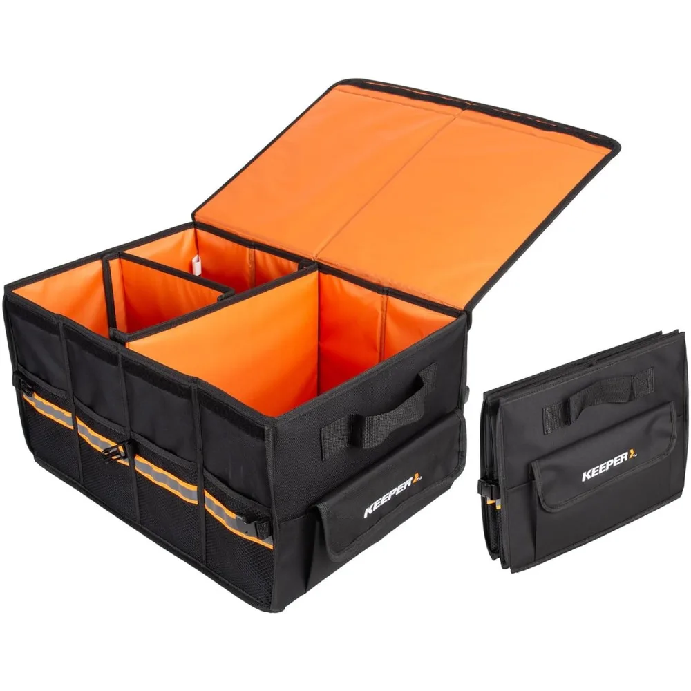 

keeper standard trunk organizer, 48l, multi-compartment collapsible car organizers and storage, non-slip bottom, suitable for su