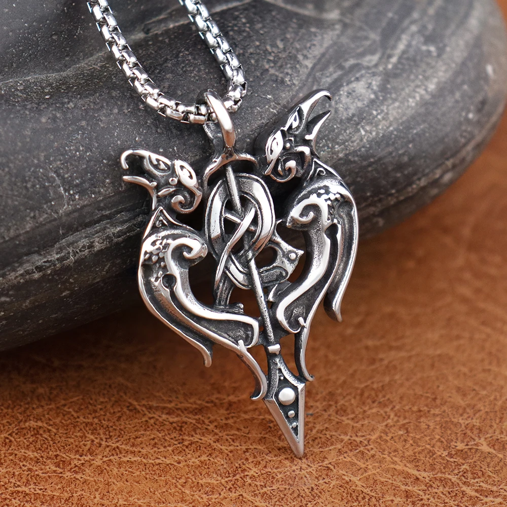 Classic Simple Viking Raven Necklaces Stainless Steel Nordic  Odin's Sword Men's Pendant Never Fading  Scandinavian Male Jewelry