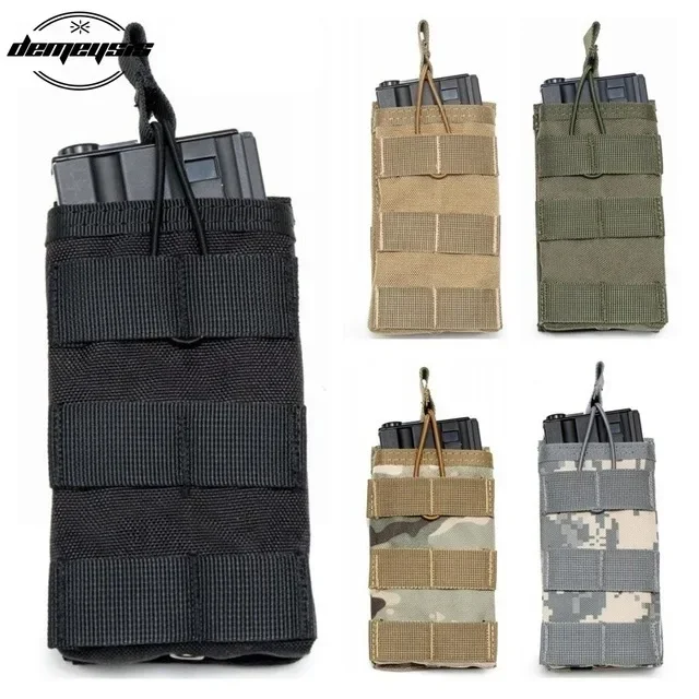 Pochette per caricatori Molle Custodia per caricatore aperta a sgancio rapido Airsoft Tattica AK AR M4 AR15 Borsa per caricatore singola doppia