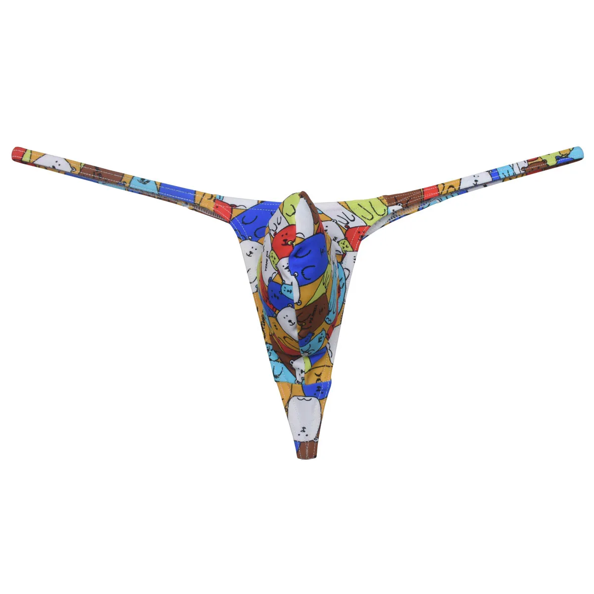 Men\'s Cheeky Bugle Pouch G-string Minimal Coverage Thongs Micro Ultrathin Tangas Print Low-waist Underwear Breathable Briefs