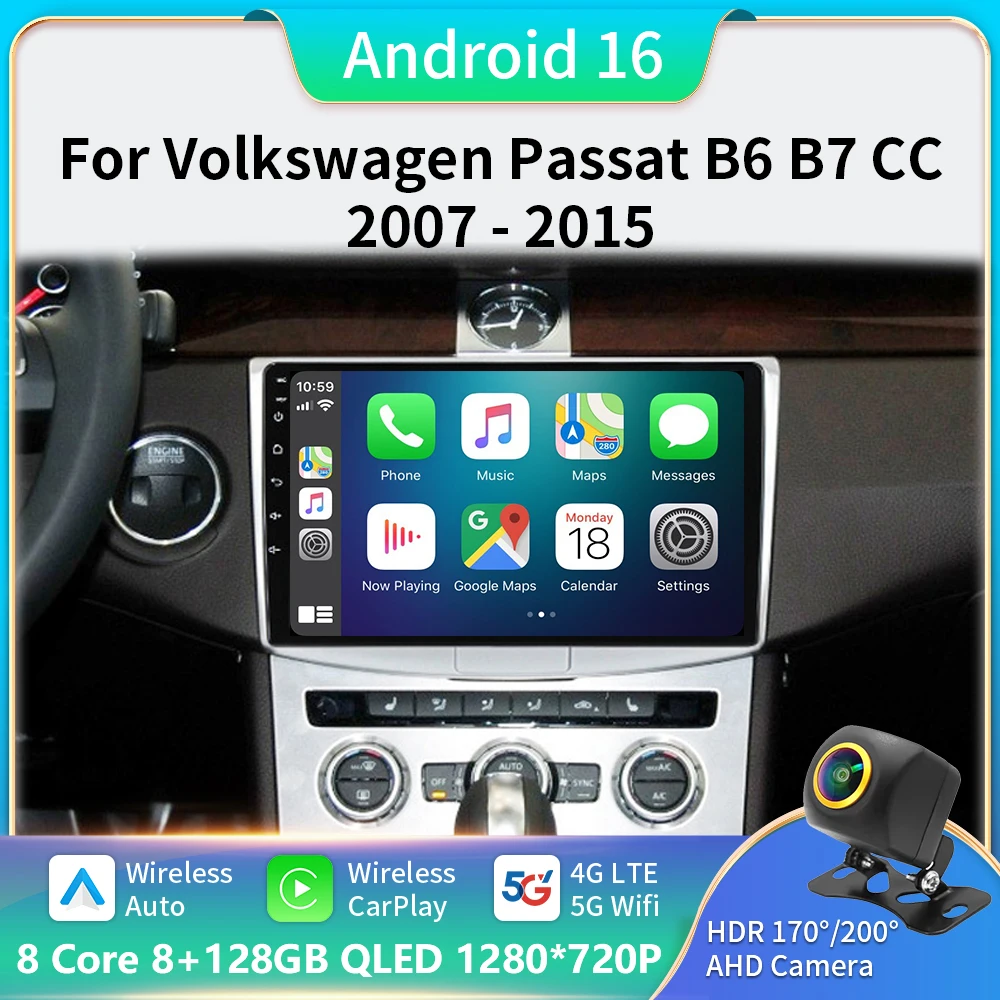 

Car Radio Android 16 Multimedia Player For Volkswagen VW Passat B6 B7 CC 2007 - 2015 Carplay RadioAuto 5G GPS DSP NO 2din DVD
