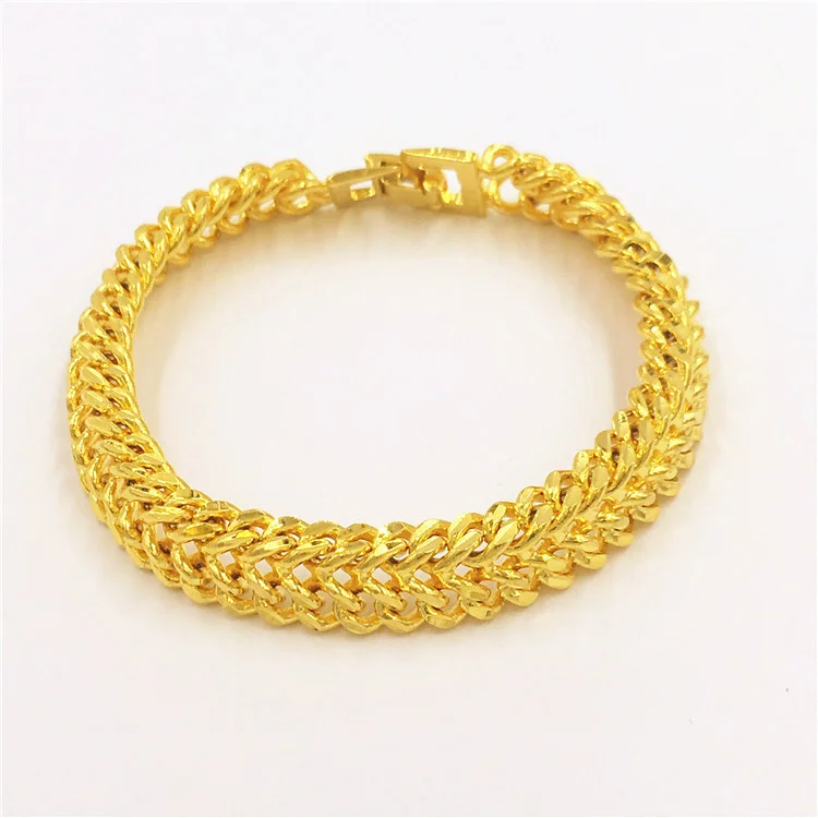 Fashion copper plated Vietnam gold men's bracelet limitation gold wide version watch chain non fading jewelry
