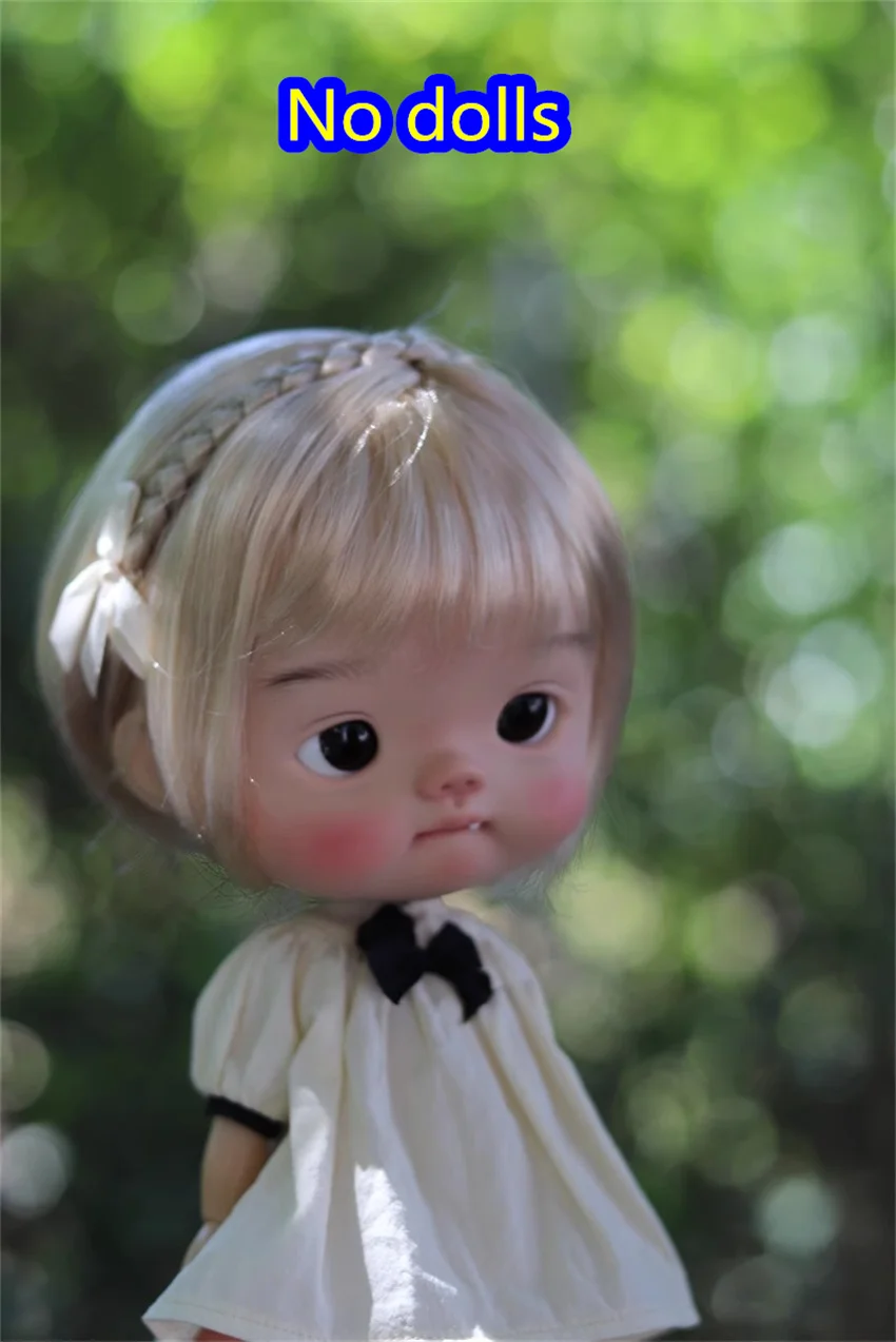 BJD wig suitable for Big head Diandian /qbaby/ Blythe Milk Silk Braid Mushroom Head with ribbon BJD doll accessories