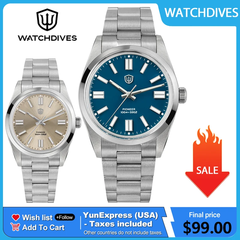 Image of Watchdives WD1016 V3 Uhr 37mm VH31 Sweep Quarzwerk Edelstahluhr Wasserdicht Leuchtender Saphir Herrenarmbanduhr