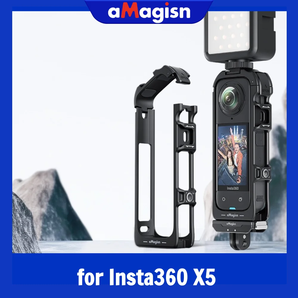 

Защитная клетка для камеры aMagisn для Insta360 X5, поддерживает вертикальную съемку и быстросъемный нижний интерфейс для Insta 360 X5