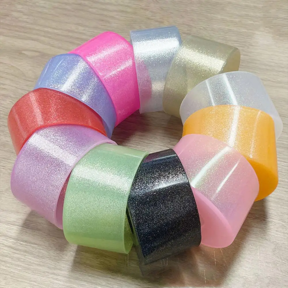 Heat Resistant Sleeve Glitter Silicone Boot for 40oz Tumblers Non-slip Base Sleeve for 7.5cm Diameter Bottles Translucent
