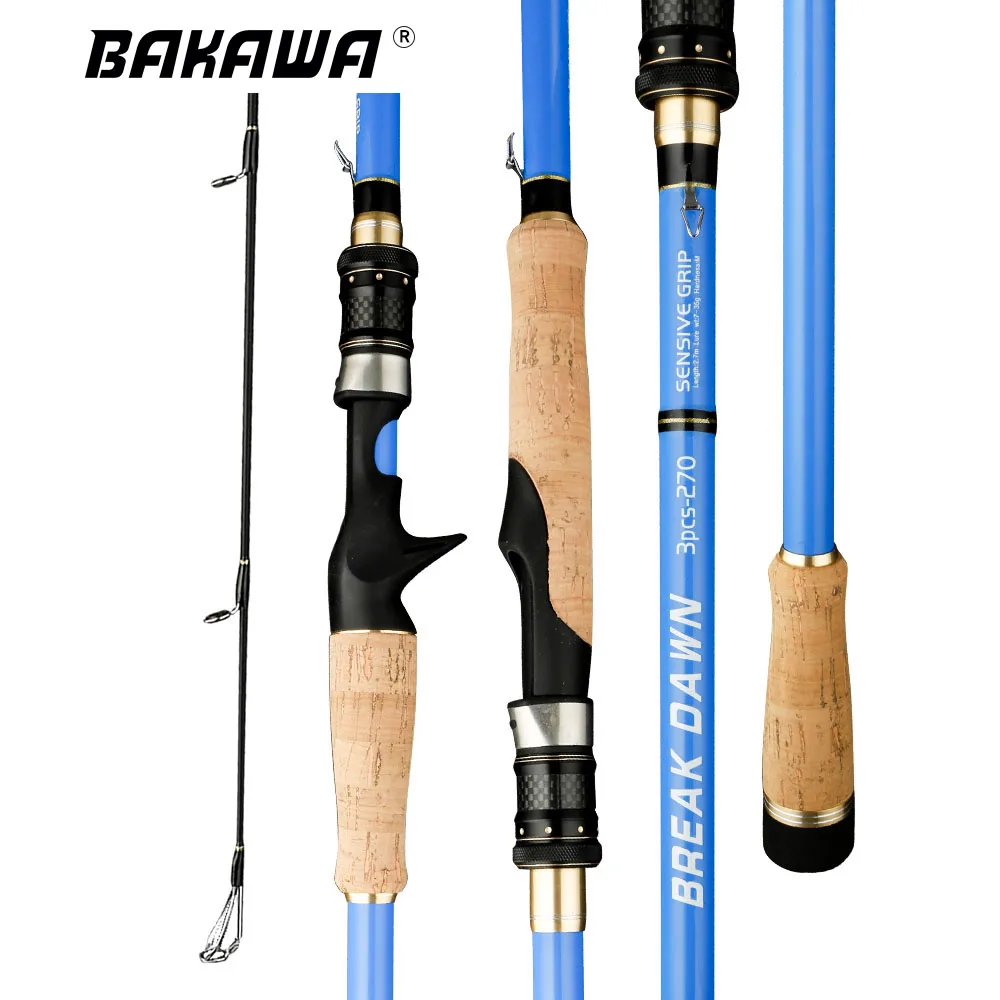 BAKAWA Lure Fishing Rod 1.8m 2.1m 2.4m 2.7m 24T UltraLight Carbon Spinning Baitcasting Travel Lure Rod 3-50g M 3 Section Tackle