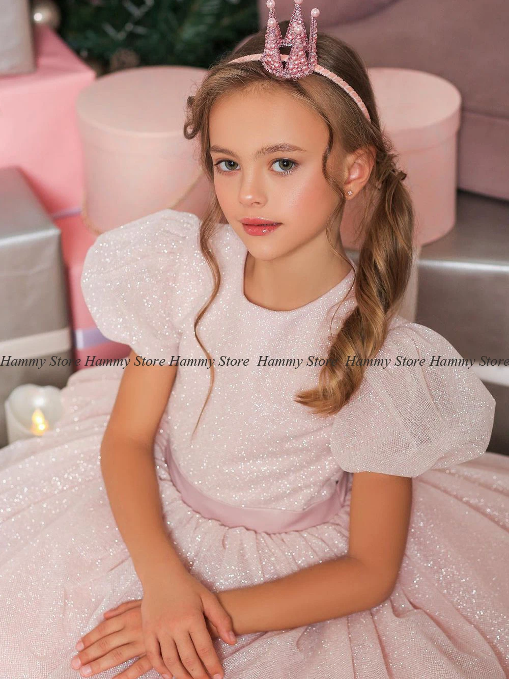 Yipeisha-vestido de flores con plumas para niña, vestido de fiesta de tul con volantes, cuello redondo, para desfile de cumpleaños