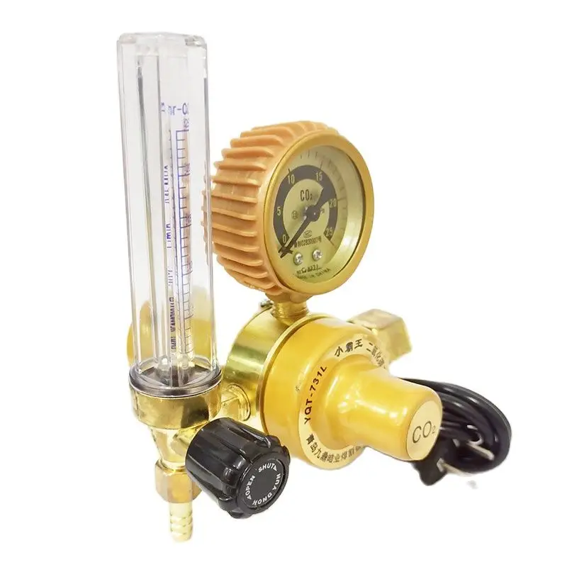 Electrical Heated Carbon Dioxide Meter Pressure Reducer, 36V 110V 220V, CO2 Pressure Regulator Valve CO2 Flow Meter Gauge