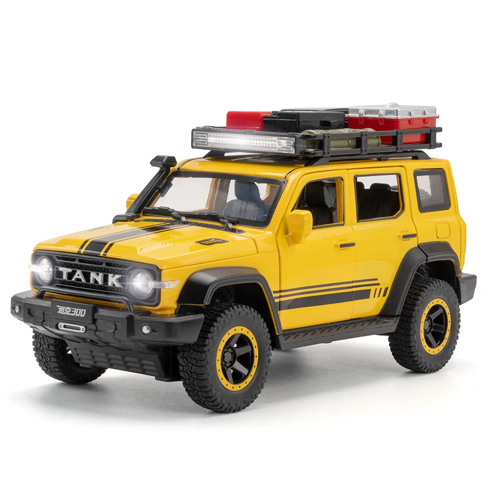 1:24 Tank 300 Border Edition Off-road vehicle Diecast Metal Alloy Model car Sound Light Pull Back Collection Kids Toy Gifts Y10