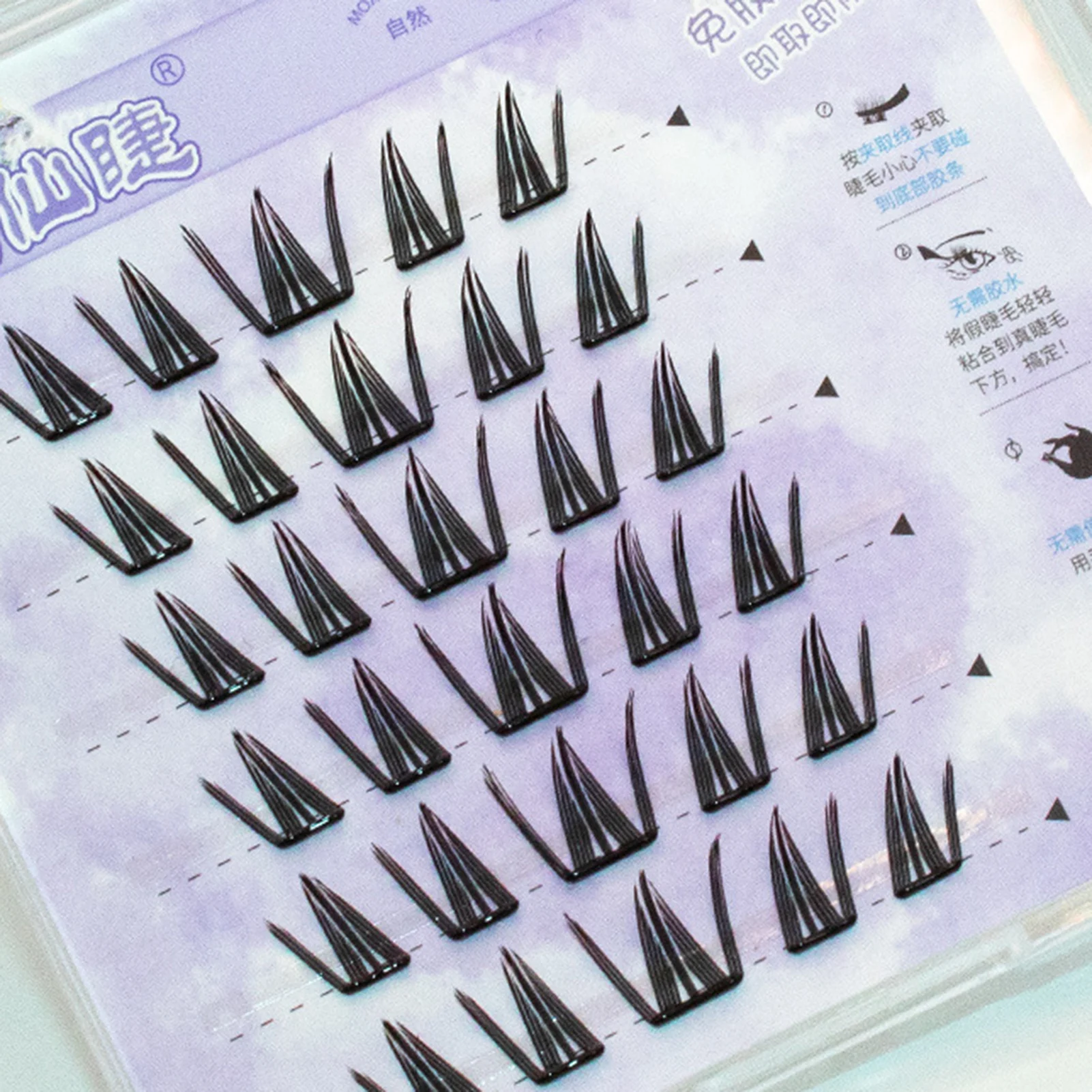 Cils féeriques coniques sans colle, Segments papillon flottants naturels, extensions de cils Manga, grappe individuelle, faux cils