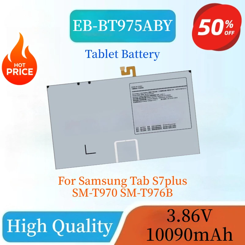 

High Quality New EB-BT975ABY 3.86V 10090mAh Tablet Battery For Samsung Tab S7plus SM-T970 SM-T976B Large Capacity Battery