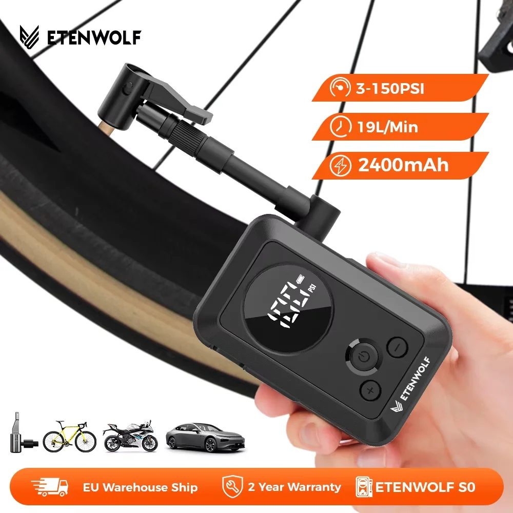 Image of ETENWOLF Mini-Luftpumpe 150PSI 100% Betriebszyklus Tragbarer Elektrischer Reifenfüller für Motorräder Mountainbikes Sportbälle