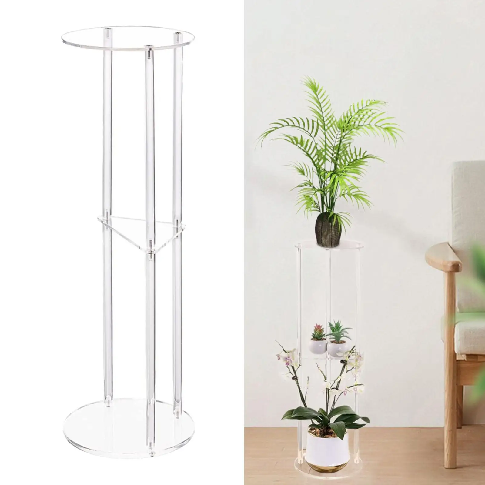 

Clear Acrylic Side Table Small Space Versatile 3 Tier Acrylic Bedside Table NightStand for Living Room Hallway Home Sofa Bedside