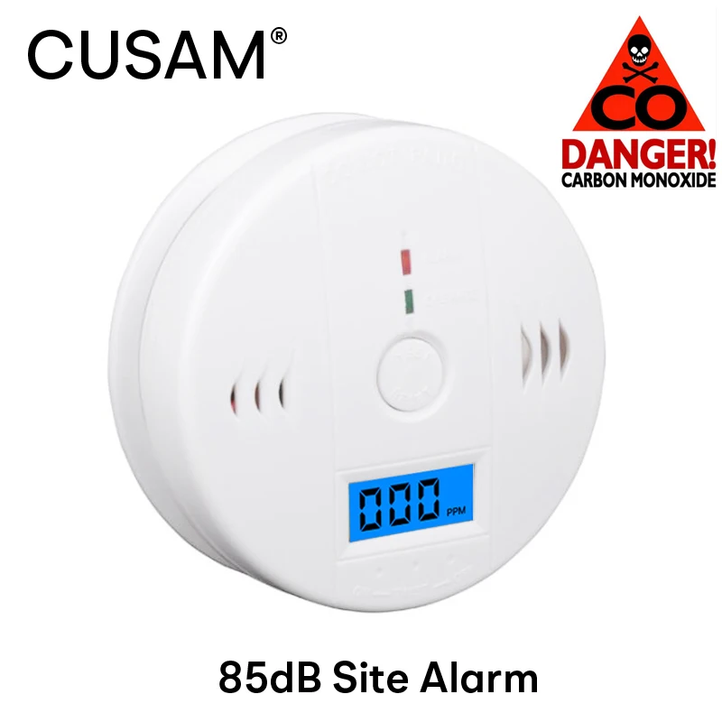 CUSAM Carbon Monoxide Detector with LCD Display 85dB Siren Site Alarm Sound Independen CO Sensor Poisoning Warning Alert site login