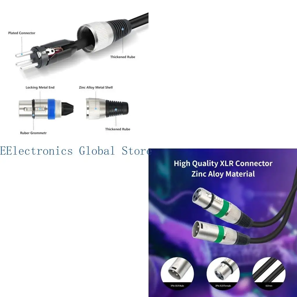 462B 10Pcs 3Pin Cable Microphone Cables 3Pin Male to Female 3Pin Connector Cable for Microphones Mixers Speakers Systems