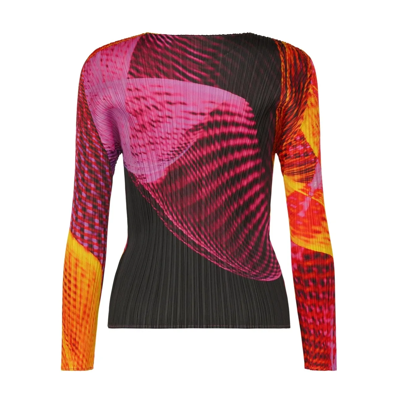 مياكي مطوي بأكمام طويلة متعدد الألوان الطيف الأعلى المرأة الجرافيك المطبوعة الملابس مطوي التريكو تي شيرت