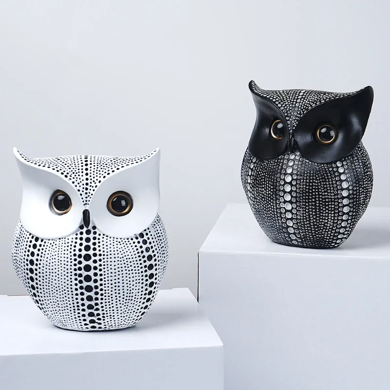 

Creative Resin Owl Ornaments Living Room Office Table Decorative Handicrafts Home Desktop Decoration Accessories, Friend Gifts