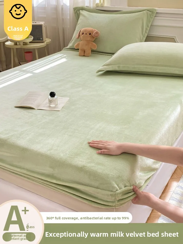 

Зимний бархатный чехол-накидка на матрас с полной подкладкой из флиса, защитный чехол для матраса, комплект постельного белья размера Queen, нескользящий, эластичный