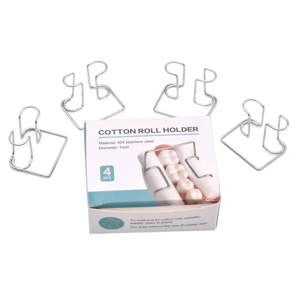 

4Pcs/Box Dental Cotton Roll Holder Clips Stainless Steel Autoclavable Orthodontic Professional Dentist Clinic Use Tools Supplies
