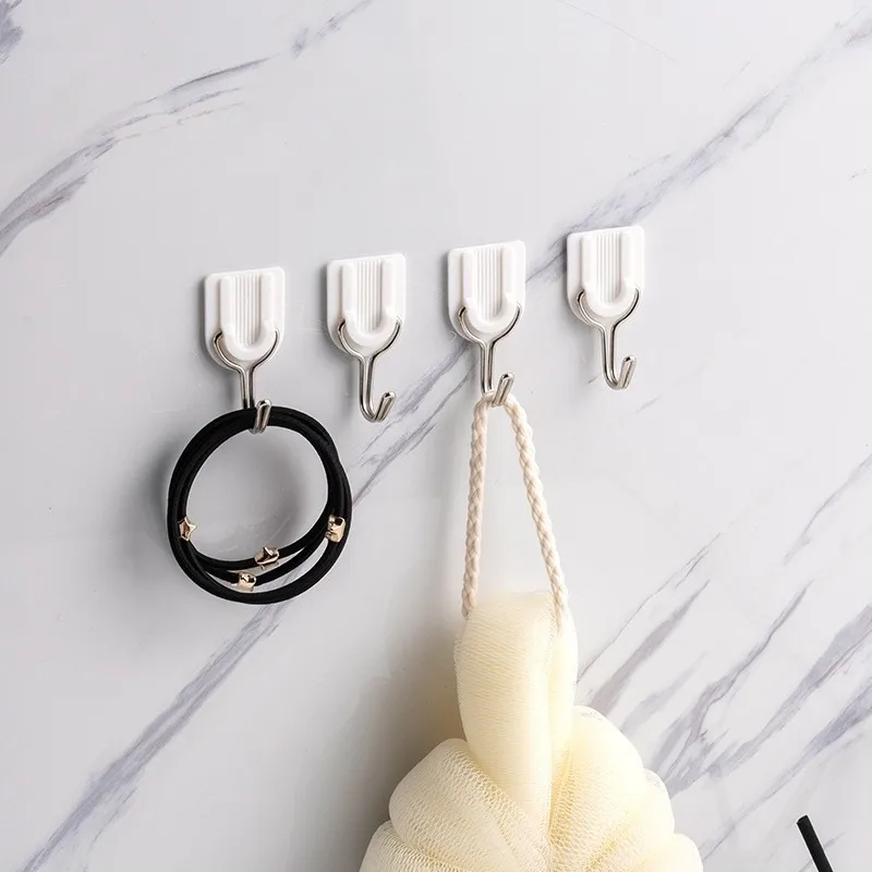 Free Punching Simple Adhesive Hook Set of 6, Strong and Traceless Wall Hanging Hooks, Kitchen and Bathroom Keys, Towels, Metal Small Adhesive Hook - Detail 1