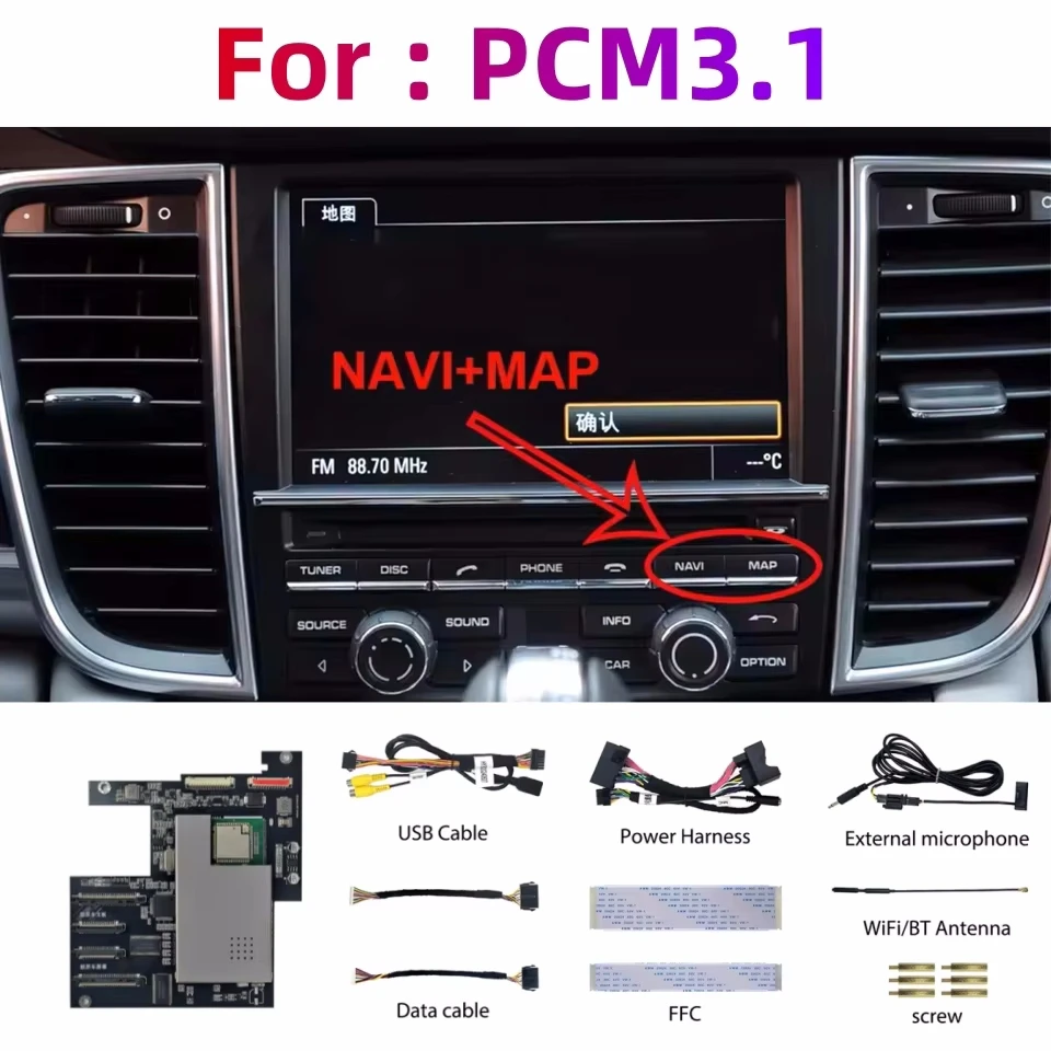 Draadloze Carplay Android Auto module voor Porsche PCM3.1 Panamera Cayenne Cayman Macan Boxster 911 991 718 AirPlay Mirror Link