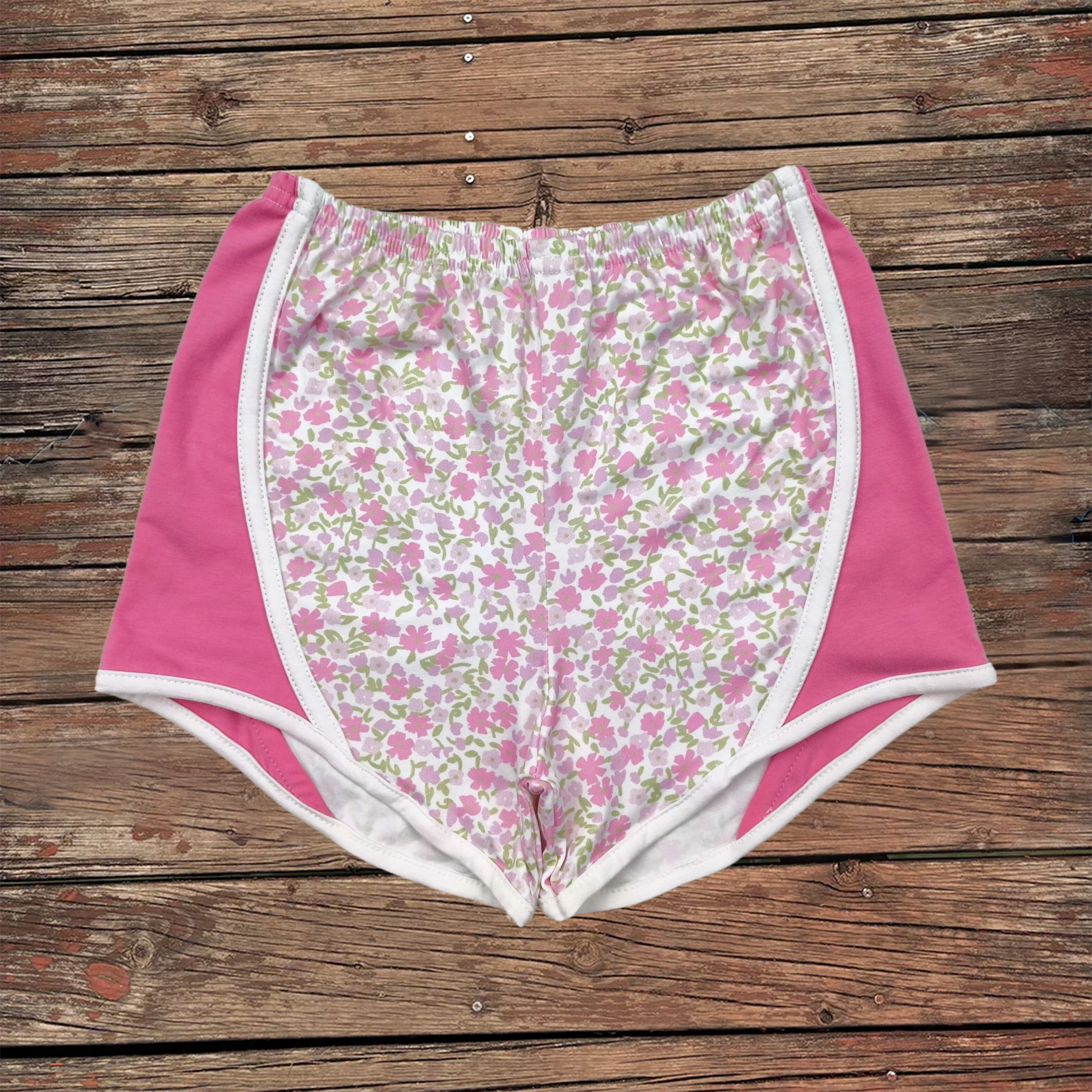 

Wholesale Baby Girl Clothes Toddler Pink Flower Kids Children Sports Shorts Athletic Clothing Infant Active Wear Elastic Bottoms