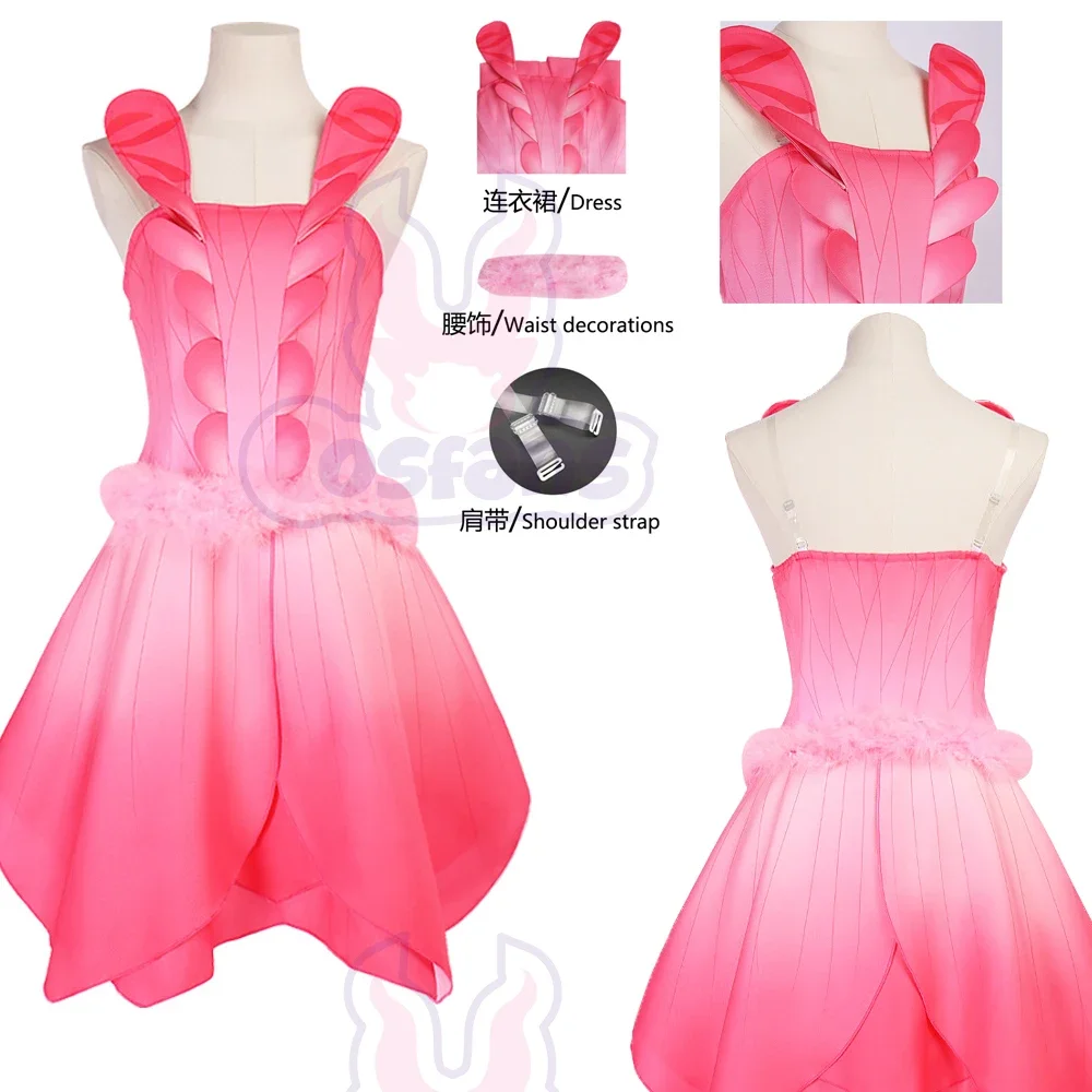 Costume de cosplay Elina du film Fairytopia, robe rose à pétales, épaules dénudées, sans manches, pour adulte, femme, Halloween, carnaval, déguisement de fête