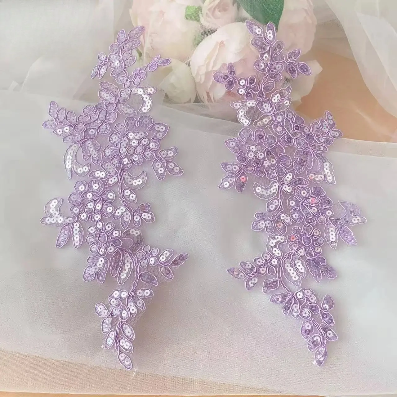 20 Pieces New Multi Colored Lace Sequins with Edging, Mirror Flower Patches, DIY Wedding Shoes, Headwear Sewing Accessories
