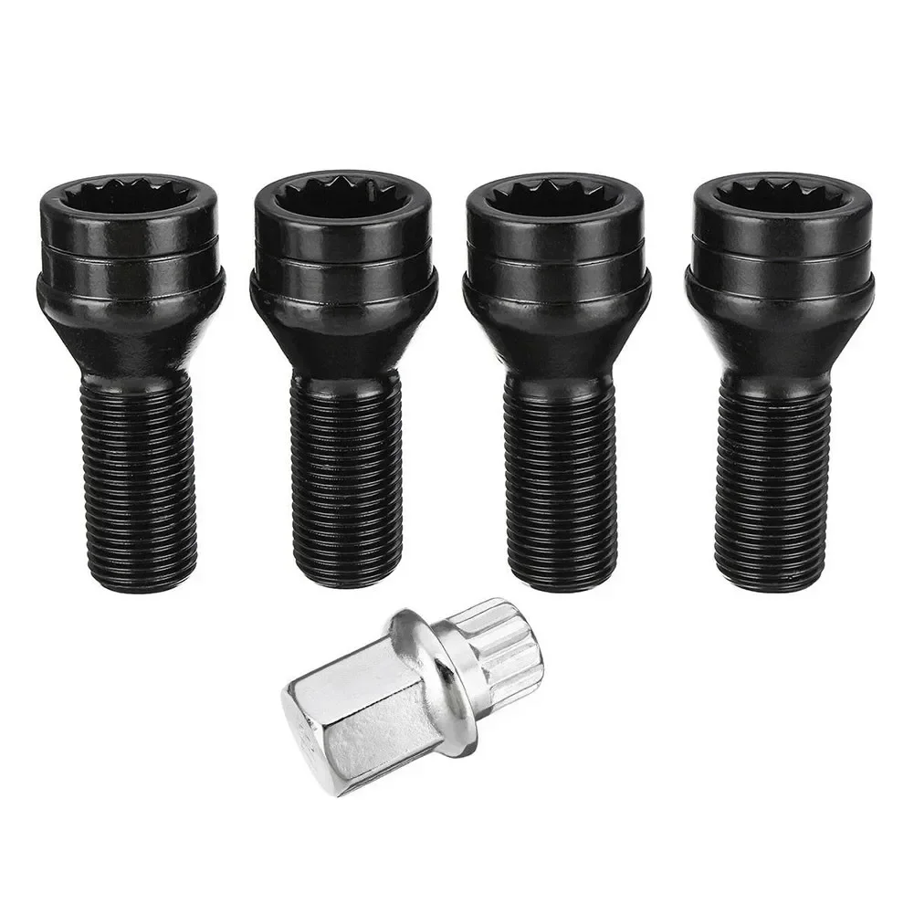 4Pcs/Set x 1.25 Black Wheel Locking Lug Bolts Nuts + Key 36136776076 For BMW X3 E70 E71 F20 F25 X6