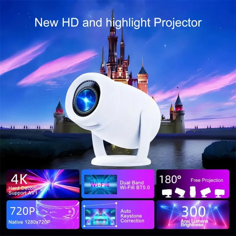 

Новейший умный портативный проектор Y400 Android 12,0 с двухдиапазонным Wi-Fi 6 BT5.0 с автофокусом 180 ° Бесплатная уличная проекция