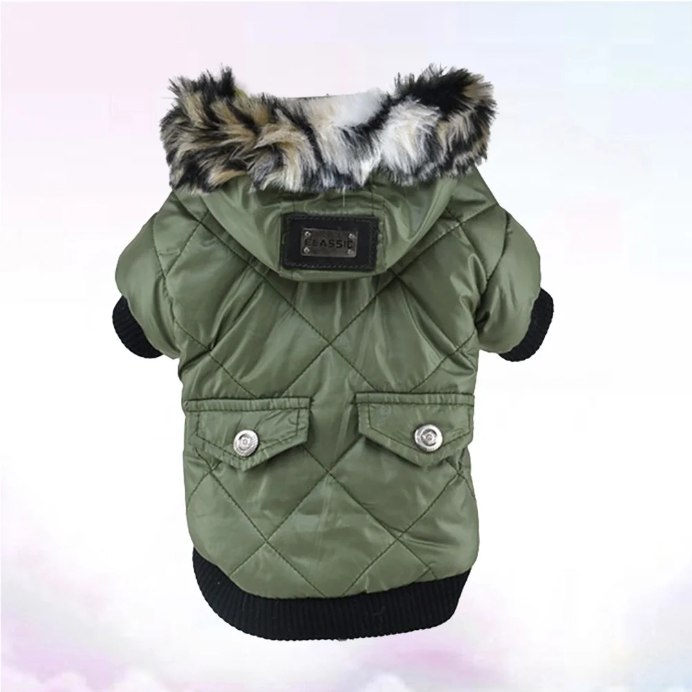 

Pet Cotton Coat For Dogs Winter Warm Clothing Zipper Closure Green Puppy Outfit Outdoor Walking Party Event Costume Pet