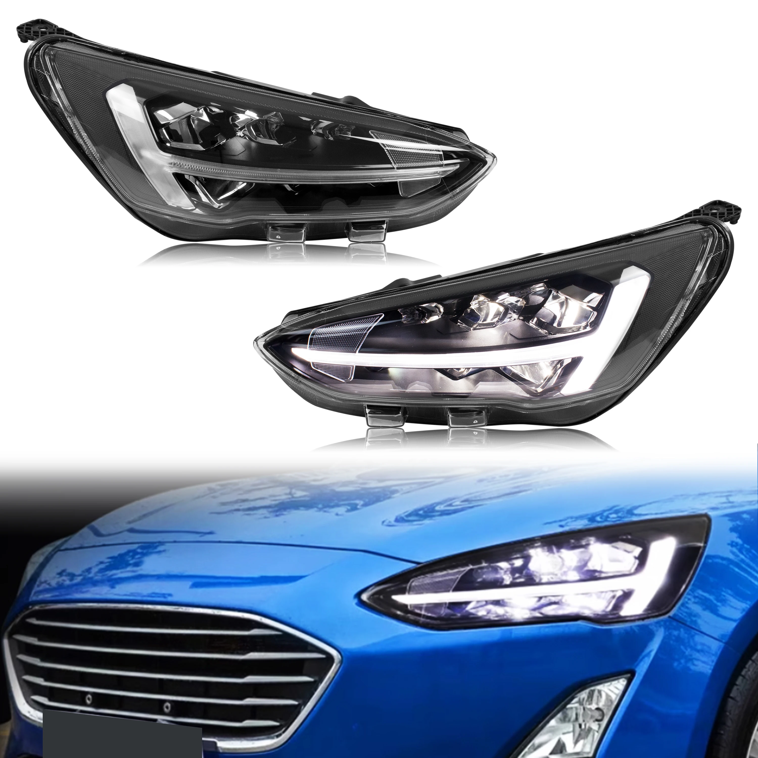 Fari a LED per Ford Focus MK4 IV 2019-2021 ST-Line con indicatori di direzione sequenziali DRL e proiettore, gruppo ottico anteriore