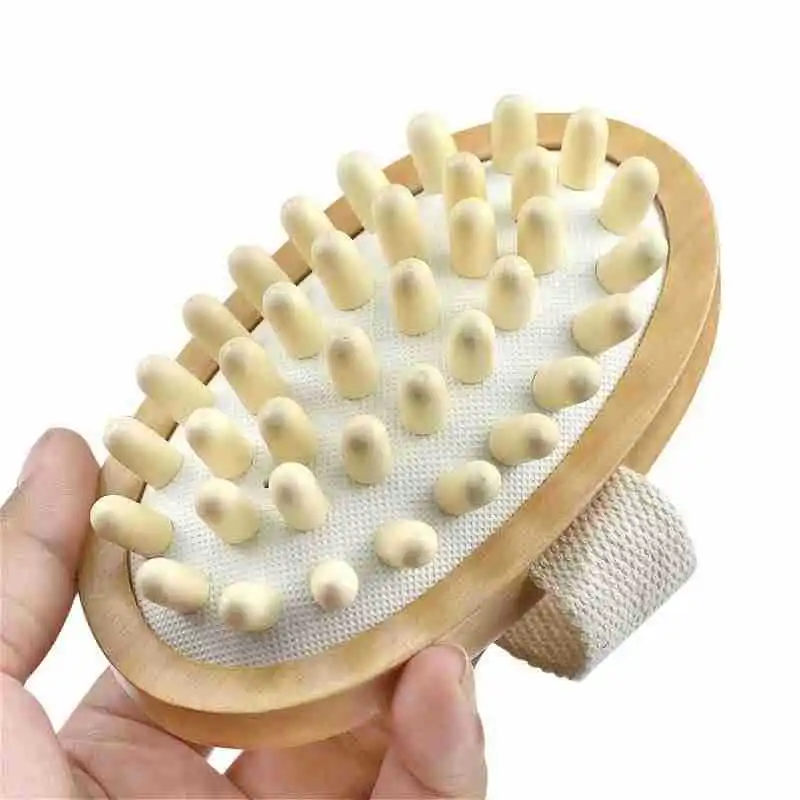 1pc Anti Cellulite Wooden Massage Brush Fat Remover Massager with Hand Strap Portable Pocket Size Good with or Without Creams
