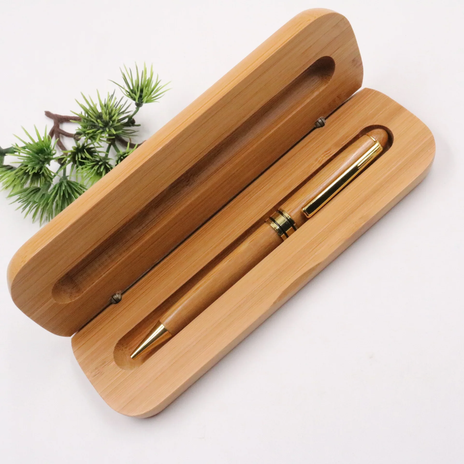 Pulpen pegangan kayu Maple kustom, pena tanda tangan, pena kantor bisnis dengan kotak pena kayu Maple hadiah pernikahan